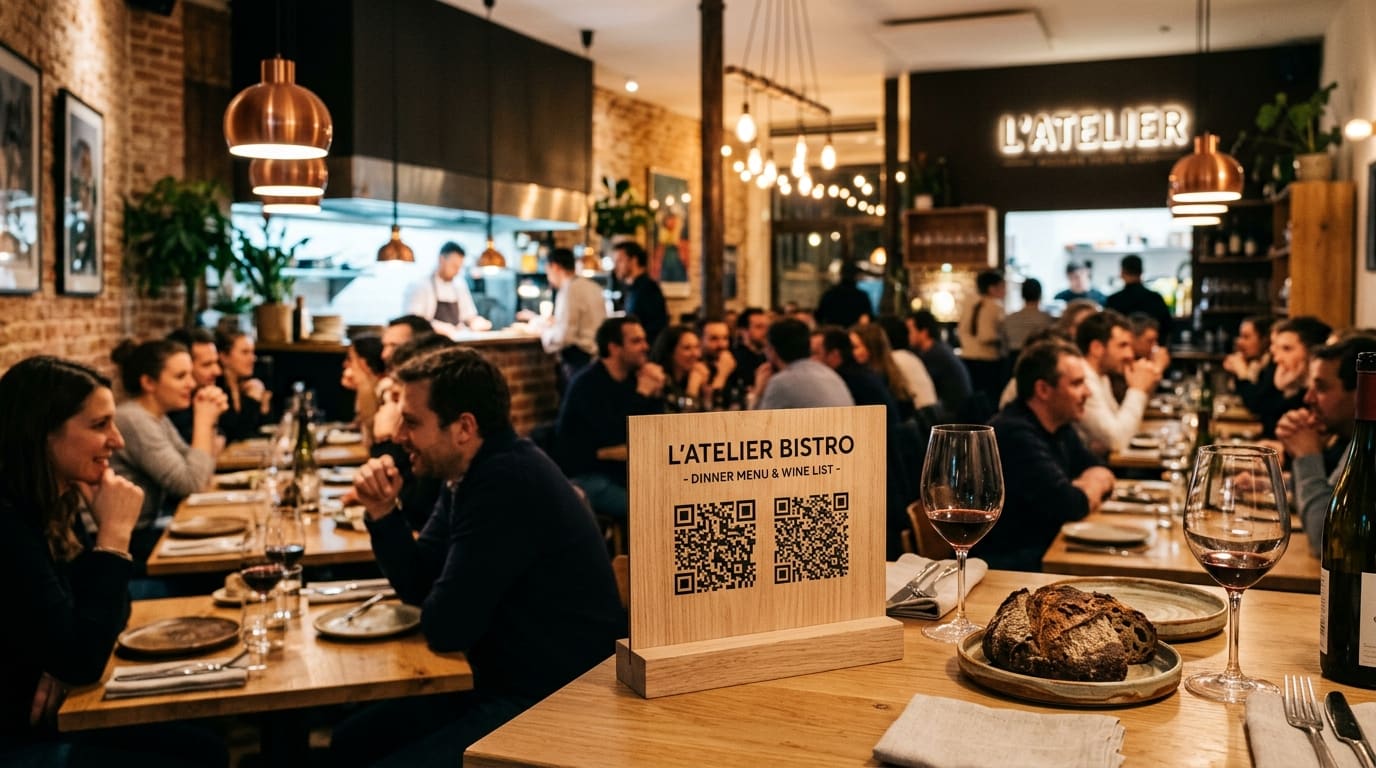 Busy modern restaurant service using OrderTap QR table ordering